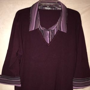 Quarter sleeve sweater with blouse attached